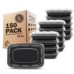 Freshware Meal Prep Containers [150 Pack] 1 Compartment with Lids, Food Storage Containers, Bento Box, BPA Free, Stackable, Microwave/Dishwasher/Freezer Safe (16 oz),Black - size: 16OZ-150PK
