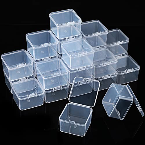 48 Packs Clear Small Plastic Containers Transparent Storage Box with Hinged Lid for Small Items Crafts Jewelry (2 x 2 x 1.4 Inches) - size: 2 x 2 x 1.4 in