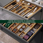 Bamboo Drawer Organizer, Expandable 8-Slot Silverware & Utensil Tray for Kitchen Drawers, Fits 13–19.5 Inch Drawers, Deep Compartments, Durable & Eco-Friendly Natural Bamboo - size: 8 Slot