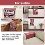 Teniux Remote Control Holder Faux Leather Armrest Organizer with 6 Pockets for recliner couch sofa, Armchair Caddy for Smart Phone, Book, Magazines, Ipad, Remotes (Rose Wine) - color: Rose Wine