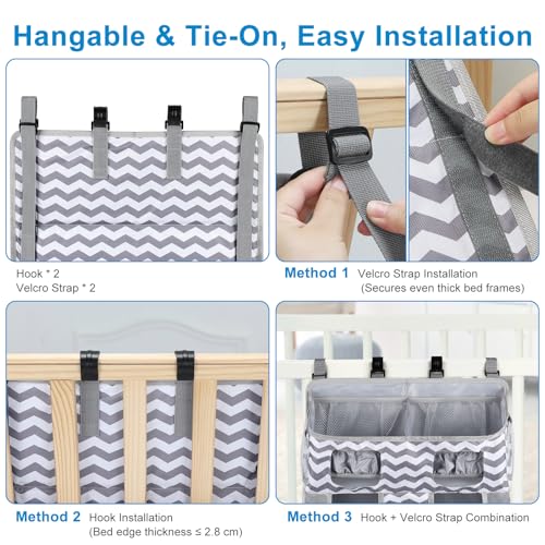 Accmor Changing Table Diaper Organizer, Hanging Diaper Caddy Organizer Stacker for Cribs Changing Table Playard Wall Baby Essentials Storage, Stripe - style: Double Enlarged-Stripe