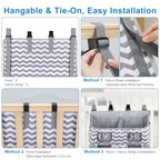 Accmor Changing Table Diaper Organizer, Hanging Diaper Caddy Organizer Stacker for Cribs Changing Table Playard Wall Baby Essentials Storage, Stripe - style: Double Enlarged-Stripe