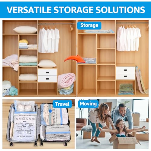 BoxLegend Vacuum Storage Bags with Large Hand Pump 15 Combo (1X-Jumbo, 2 Jumbo, 5 Large, 5 Medium, 2 Small) Thickened Vacuum Seal Bags for Clothing Pillow Comforters Bedding,1 Large Pump - size: 15 Combo