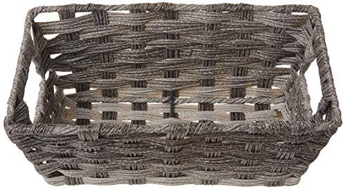 Whitmor Woven Storage Basket for Shelves, Small Plastic Wicker Organizer Bin with Handles, Decorative Shelf Tote for Closet, Bathroom, Pantry & Office Organization - size: 11.5 x 6.625 x 4.5 inches