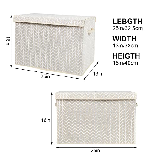 Mayniu Kids Toy Storage Box Chest with Lid, Sturdy Toy Bin Organizer for Kids, Girls, Boys, Living Room, Nursery, Bedroom, Playroom 25"x13" x16" (Beige) - color: Large Beige