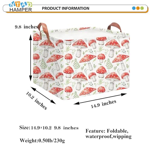 NTAOHAMPER Rectangular Storage Basket Empty,Storage Bin with Handles,Room Decor,Gift Basket,Book Box(Watercolor Mushroom) - color: Watercolor Mushroom