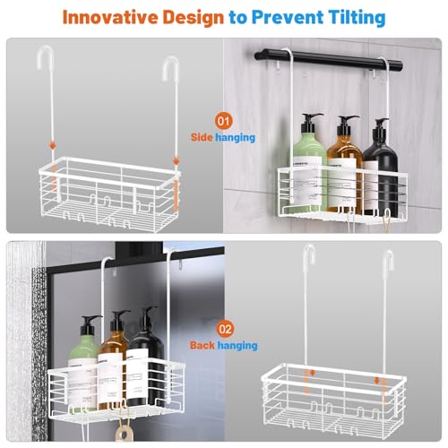 YUOROS Hanging Shower Caddy, Shower Caddies Bathroom Shower Rack Organizer Shampoo Bracket (White) - color: White, size: 1 Tier