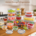 50 PCS Thicker Food Storage Containers with Lids, Clear Stackable Airtight Leakproof Reusable Plastic Meal Prep Container Set for Kitchen Storage/ Lunch, Fridge/ Microwave Safe with Labels&Pen - size: 405oz-25 Pack