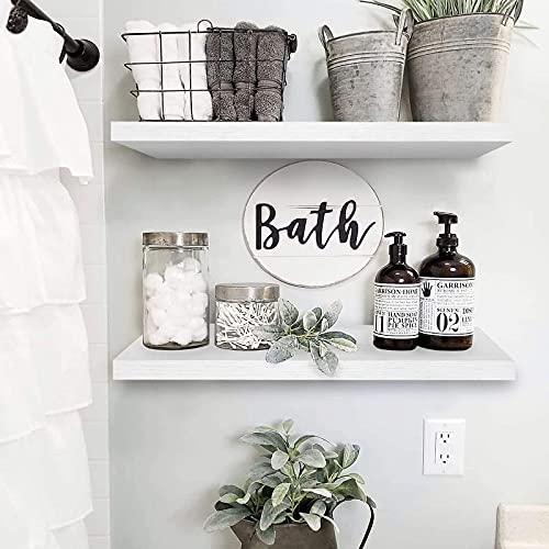 QEEIG Floating Shelves for Wall 23.6" Long - Wall Mounted Shelf Bathroom Kitchen Living Room Bedroom Farmhouse Home Decor Display Bookshelf Large 23.6 x 9.3 inch Set of 2, White (008-60W) - color: B. White, size: 23.6"