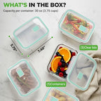 NutriChef 10 Piece Glass Food Storage Containers with Lids – 30 oz Meal Prep Containers Reusable Glass – Airtight Lunch Containers for Food Storage – Freezer to Oven Safe - Green - color: Green