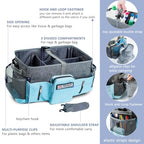 Large Cleaning Supplies Organizer-Cleaning Caddy Organizer With Handles & Shoulder Strap-Cleaning Bags for Cleaning Suppliers-Housekeepers Wearable Cleaning Tote Upgraded - color: Grey-Blue