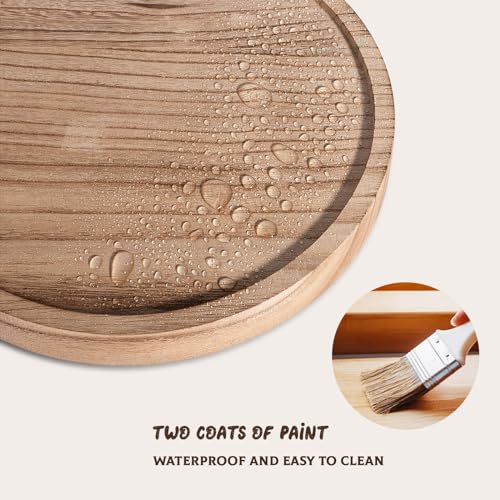 Round Decorative Tray Wood Bathroom Counter Organizer Farmhouse Kitchen Decor Wooden Riser for Soap Dish, Perfume, Candle, Sponge, 10" - Brown - color: Brown, size: 10"