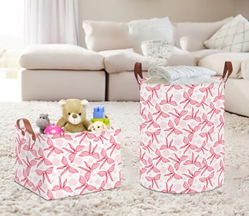NTAOHAMPER Laundry Hamper,Laundry Basket,Baby Nursery Hamper,Waterproof Storage Bin,Clothes Organizer Basket,Room Decor(Pink Bowknot) - color: Pink Bowknot