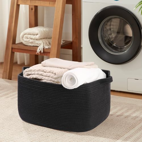 OIASKET 70L Large Blanket Basket, 21.6" x 16.9" x 11.8" Woven Storage Basket for Living Room, Nursery Blanket Storage for Toys, Towels, Dirty Clothes (Black) - color: Black, size: 21.6"x16.9"x11.8"