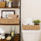 LotFancy Bathroom Basket, 2 Pack Water Hyacinth Toilet Paper Basket, Hand Woven Back of Toilet Organizer for Toilet Tank Top Countertop, Wicker Baskets for Shelves