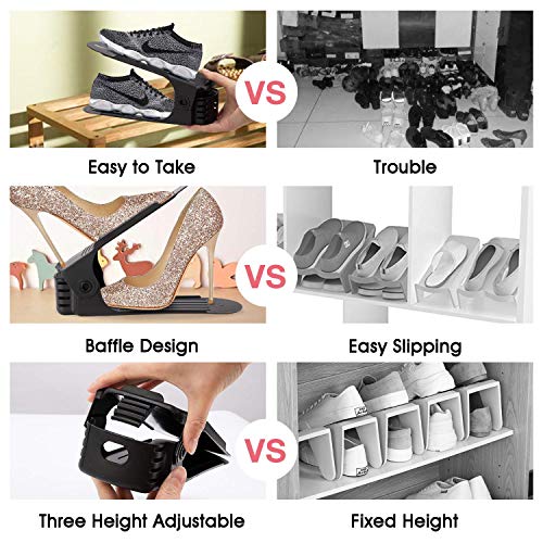 Neprock Shoe Rack Shoe Organizer Space-Saving Storage Shoe Organizer for Closet,Shoe Stacker Shoe Slots Space Saver Double Stack Shoe Holder Homeries - color: Black, size: 20 Pack