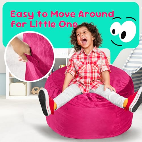 Hobestluk Bean Bag Chairs 2.5FT Bean Bag Chair with Memory Foam Filled & Machine Washable Cover,Beanbag Chair, Small Bean Bag Chairs for Playroom, Living Room, Bedroom - color: Pink, size: 2.5FT - 28.5" x 28.5" x 17.8"