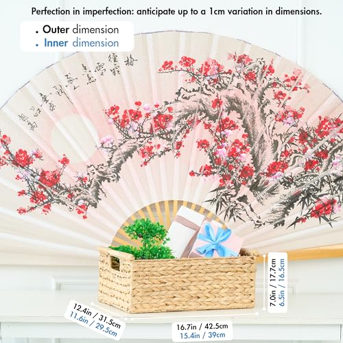 VATIMA Extra Large Wicker Basket Rectangular with Wooden Handles for Shelves, Water Hyacinth Basket Storage, Natural Baskets for Organizing, Wicker Baskets for Storage 16.7"x12.4"x7" - color: Water Hyacinth, size: Jumbo (16.7"L x 12.4"W x 7"H)