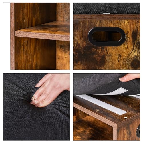 YMYNY Shoe Storage Bench with Cushion, 2 Tier Shoe Rack with Padded Seat, Adjustable Shoe Organizer Cabinet for Entryway, Living Room, Hallway, Closet, 15.4L*11W*16.54H, Rustic Brown, UHBD028H - color: Rustic Brown