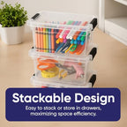 Superio Mini Storage Container Plastic Crayon Box Art Supplies and Sewing Case Stackable Clear Small Organizer for Beads, Stationery, Chalk, and Food, 1.05 Quart - size: 1.05 Quarts