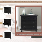 Modern Storage Wood Cabinet with 3-Drawer, Sofa Table Console Table End Table with Pull Out Tray, Accent Table Furniture for Entryway Living Room,Fully Assembly Bedside Table (Black) - color: Black