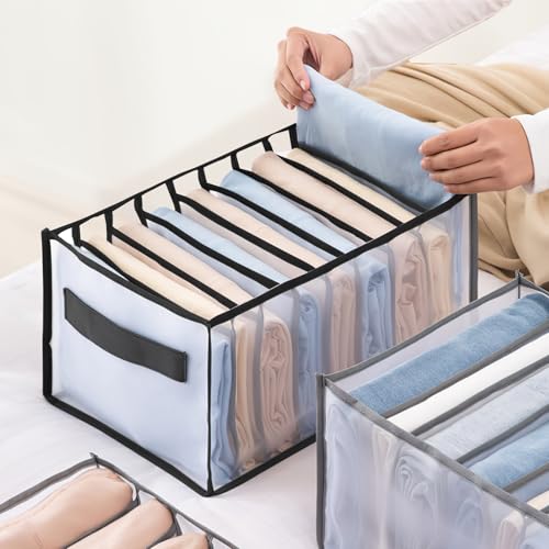 9 Compartment Clothing Organizer for Jeans and Shirts Storage Box with Handles Closet Drawer Solution for Home Use (Black) - color: Black3, size: 5.4X3.1X3.8inch