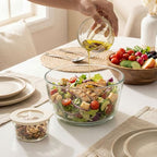 Urban Green Glass Food Container Set with Glass Lid, 3 Pack, Meal Prep Containers with Silicone Airtight Lid, 1 Large Glass Salad Bowl, 2 small dressing containers,Leakproof, 100% Plastic Free - color: White Sand - 3RD