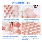 Poeland Drawer Divider Organizer Adjustable DIY Grid Honeycomb Drawer Divider for Underwear Belt Scarf Socks Gray - color: Grey