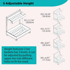 Under Sink Organizer, Bathroom Counter Organizer, 2 Packs 2-Tier Metal, Under Cabinet Storage, Makeup Storage, Adjustable Height & Slide-Out Drawer for Kitchen Bathroom, White