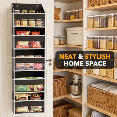 SpaceAid 2 Pack Over The Door Organizer with 5 Large Pockets and 10 Mesh Side Pockets, 5 Layers Door Organizer Hanging with Clear Window for Bedroom, Bathroom, Pantry and Nursery, Black - color: Black, size: 2 Pack