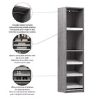Bestar Cielo Closet Organizer, 20-inch Bark Gray and White Wardrobe for Bedroom, Mudroom, Entryway, or Kitchen Pantry - color: Bark Grey and White