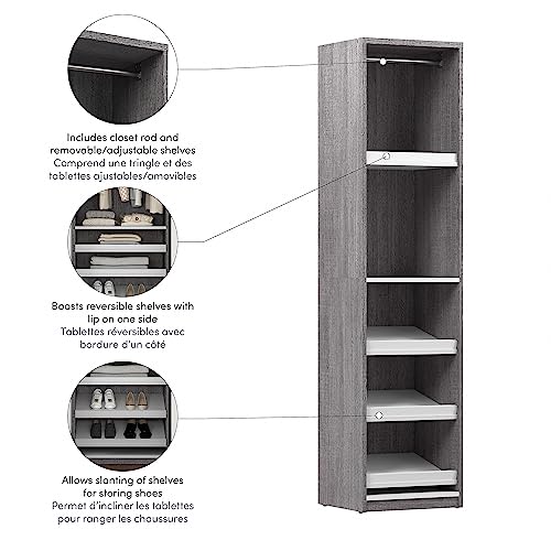 Bestar Cielo Closet Organizer, 20-inch Bark Gray and White Wardrobe for Bedroom, Mudroom, Entryway, or Kitchen Pantry - color: Bark Grey and White
