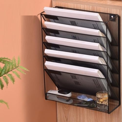 Kuntine.B 6-Tier Wall File Organizer Hanging File Organizer Cubicle Organizer Wall File Holder for Office Home, Black - color: Black, size: 6 Tier & No Hangers