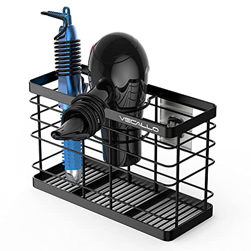 Hair Dryer Holder - Hair Tool Organizer Wall Mount/Adhesive Blow Dryer Holder/Curling iron holder Cabinet Door Bathroom Organizer for Hair Dryer, Curling Wands, Hair Straighteners Black - color: Black