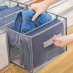 Large Size Wardrobe Clothes Organizers, 7-Compartment Foldable Drawer Organizers with Handles, 14.17 x 9.84 x 7.87 Inches, for Pants, Sweaters, Jeans