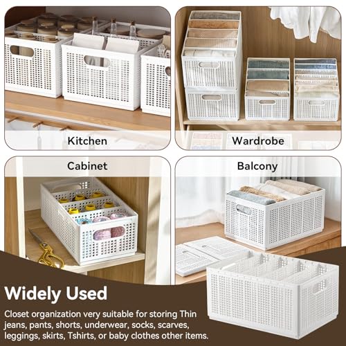 Wardrobe Clothes Organizer, 5 or 7Grids Closet Jean Storage Bins with Handles Drawer Organizer for Clothing Foldable Drawer Dividers with Adjustable for Sweater, Pants (Large 5 Grids: 4 Baffles) - size: Large 5 Grids: 4 Baffles