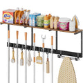 Broom Holder Wall Mount with Cleaning Supplies Organizer, Laundry Room Organization and Storage Shelves with Ironing Board Holder, Mop Hanger Broom Rack with Hooks, Home Improvement Garage Organizer - size: Extra Large