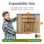 Kiasthome Acacia Wood Kitchen Silverware Drawer Organizer, Expandable Utensil Cutlery Drawer Organizer with Dividers, Flatware Organizer Silverware Tray for Spoon, Fork, 13''-20''x16.9'' (7-9 Slots) - size: 9 Slots Expandable