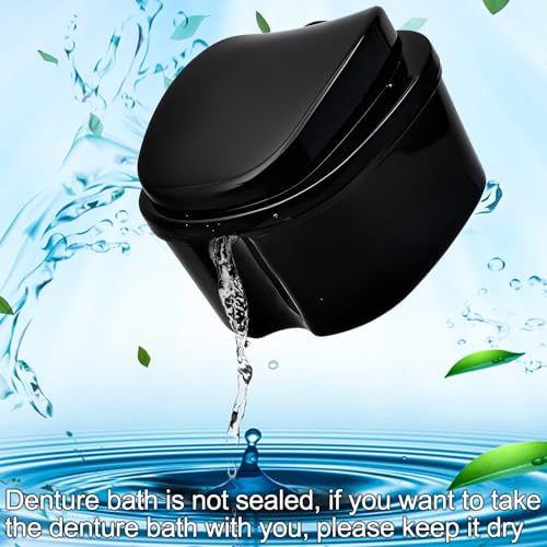 Keedolla 2 Pack Denture Bath Case Partial Denture Cup Retainer Cleaning Container, Denture Wash Container Retainer Bath Box Cup Case - Black and White - color: Black & White