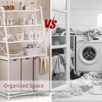 Herture Laundry Basket, 3 Section Laundry Hamper with 4 Tiers Shelf, Pull-Out and Removable Laundry Bags, Large 3 x 15.87 Gallons, for Laundry Room Bathroom White PF05XLW - color: White, size: 3 Bags-180 L