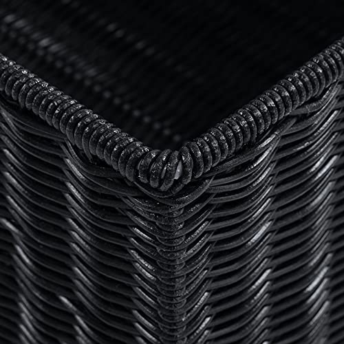 HOONEX Wicker Storage Baskets for Organizing, Decorative Woven Baskets for Storage with Carrying Handles, Set of 2, Black - color: Black, size: 13 x 13 x 7.5 inches