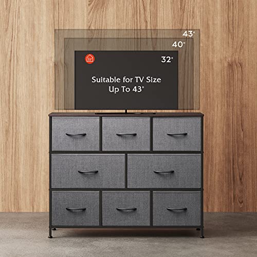 WLIVE 8 Drawer Dresser for Bedroom, Fabric Dresser with Large Storage Drawer Unit for Entryway, Chest of Drawers for Living Room, Dark Grey - color: Dark Grey, style: Large 8 Drawers