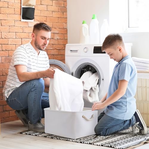 TheWarmHome Fabric Storage Bin, Large 1 Pack 15.7L*11.8W*8.3H Storage Basket for Home Storage and Organization, Shelf Basket with Cover for Living Room Bedroom Closet（White - color: White Color, size: Large - 15.7Lx11.8Wx8.3H