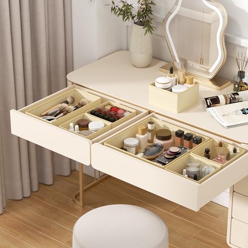 DIMJ Drawer Organizer Clothes - 16 Pack Baby Dresser Organizer for Nursery, Foldable Drawer Organizer Bins for Closet Bedroom Organization, Fabric Clothes Storage Dividers for Underwears, Socks, Bras - color: Beige, size: 16 Pack
