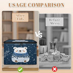Custom Storage Basket with Name, Personalized Storage Bins with Zipper Lid, Foldable Fabric Storage Box Large capacity with Handle Snowflake White Bear - color: Option 1