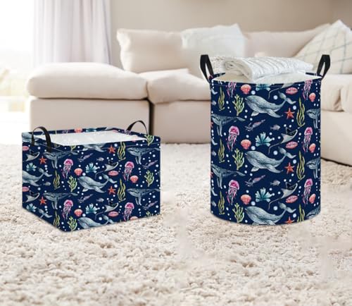 NTAOHAMPER Laundry Hamper, Laundry Basket, Nursery Hamper, Waterproof Storage Bin, Clothes Organizer Basket, Room Decor(Watercolor Ocean) - color: Watercolor Ocean