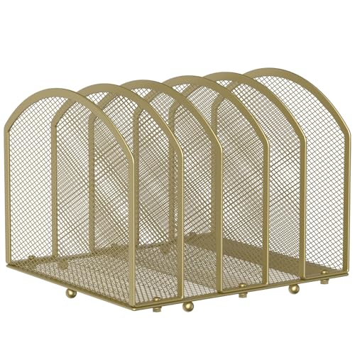 MINDEPOT Desk File Organizer 5 Sections Desktop Organizer File Sorter Office Organization File Folder Holder for Office School & Classroom (Gold, 5 Section - 1Pack) - color: Gold, size: 5 Section - 1Pack