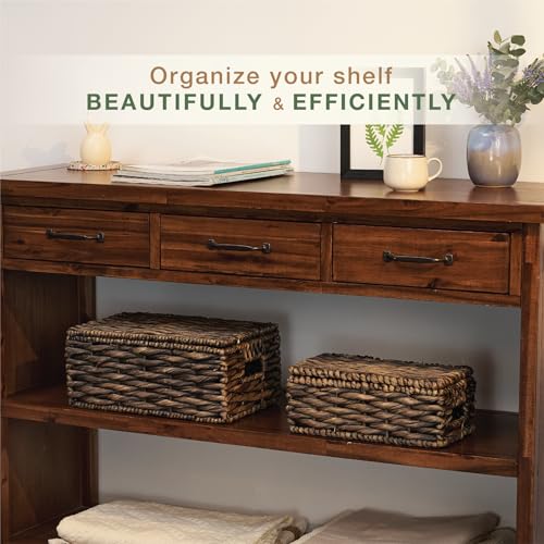 Set of 2 Black Wicker Baskets with Lid - color: Black