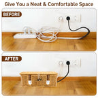 Cable Management Box - 2 Pack Cord Hider Organizer Boxs - Small & Medium Szie Power Cover Cord Box, Handwoven Rattan Cable Organizer for TV Computer USB Hub Power Strips & Cords