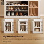 Aiho Hall Tree with Bench and Shoe Storage, 3-in-1 Entryway Hall Tree, with Adjustable Shoe Storage, for Entryway, Hallway, White - color: White